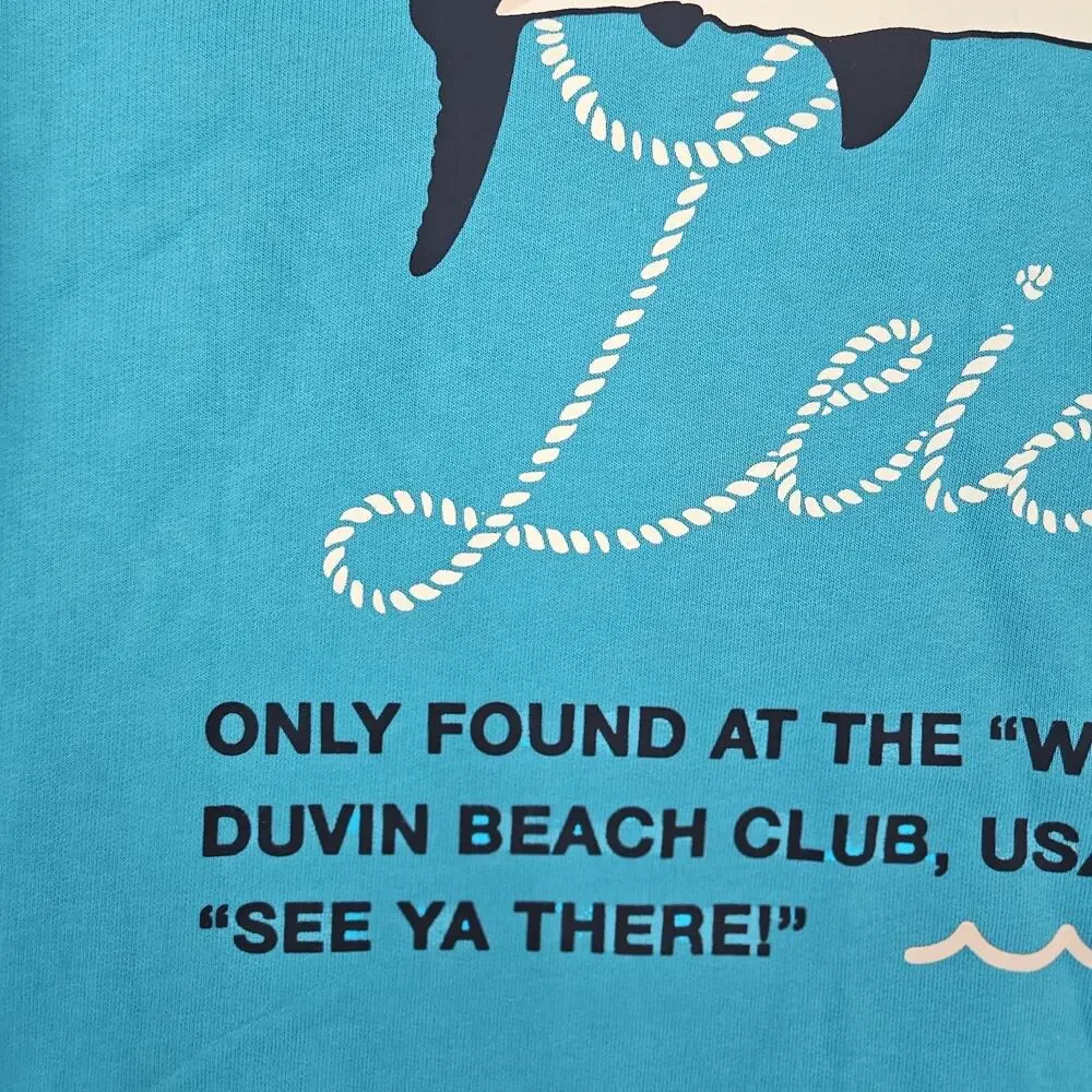 Duvin Catch Of The Day Polo Fleece Pullover Sweatshirt Teal Blue Size XL